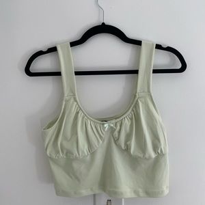 Mint-Green Silky Crop Top